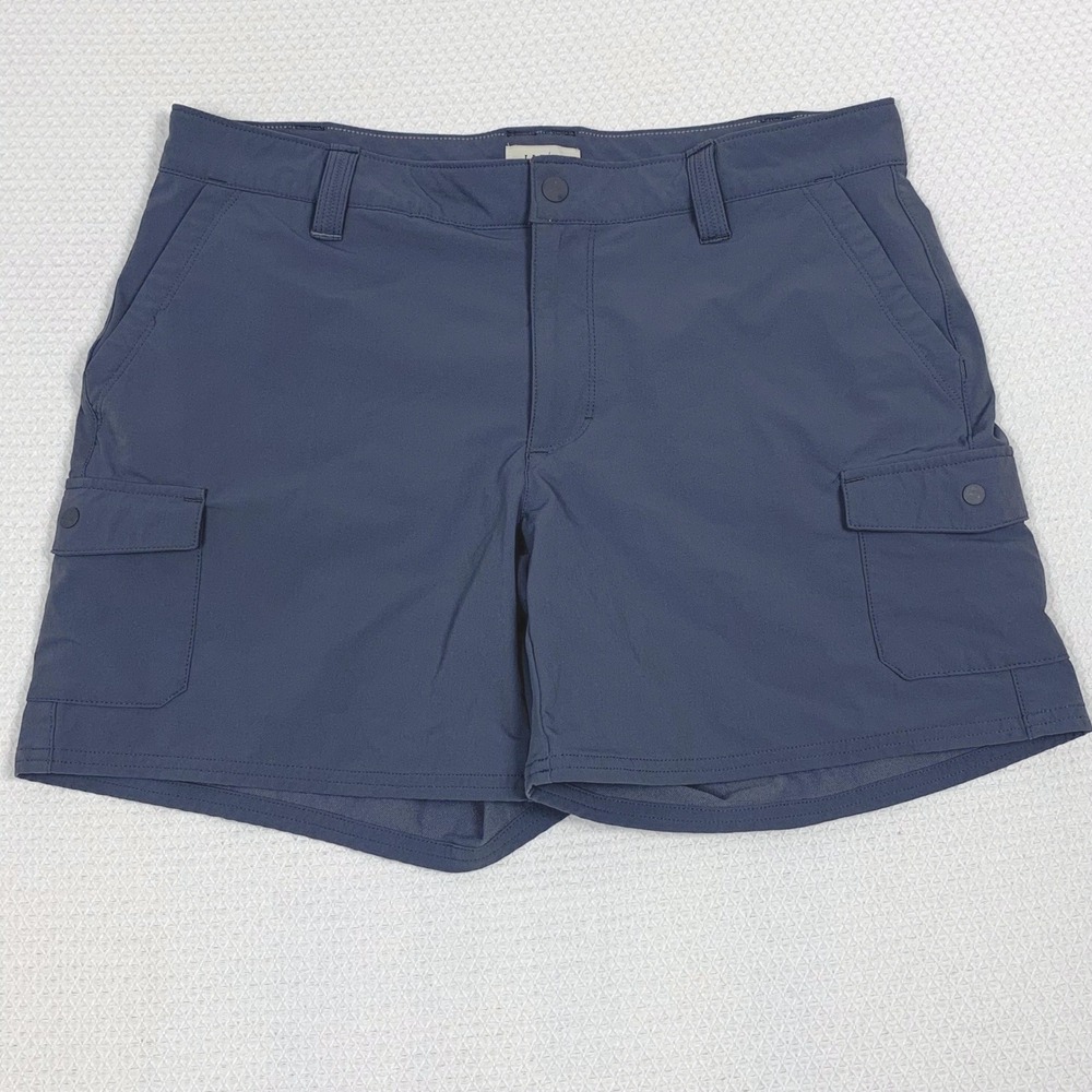 LL Bean Vista Camp Shorts Womens 10 Reg Blue Gray Cargo Hiking Stretch 510056 M
